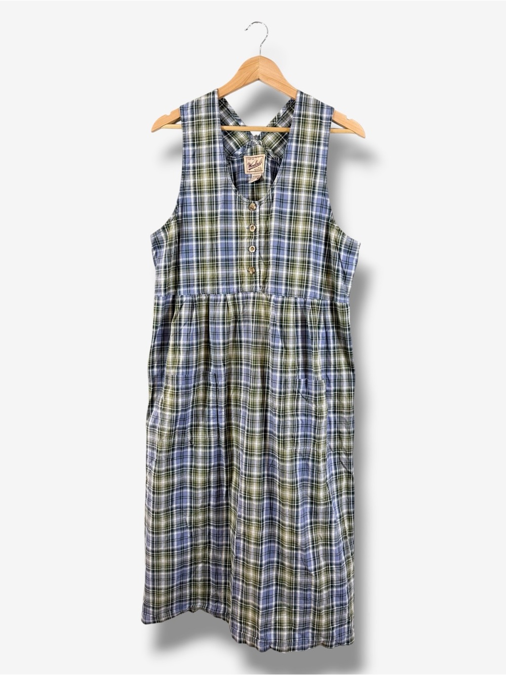 Vintage 90s Y2K Woolrich Jumper Dress Size XL Grape Plaid Cottagecore Midi